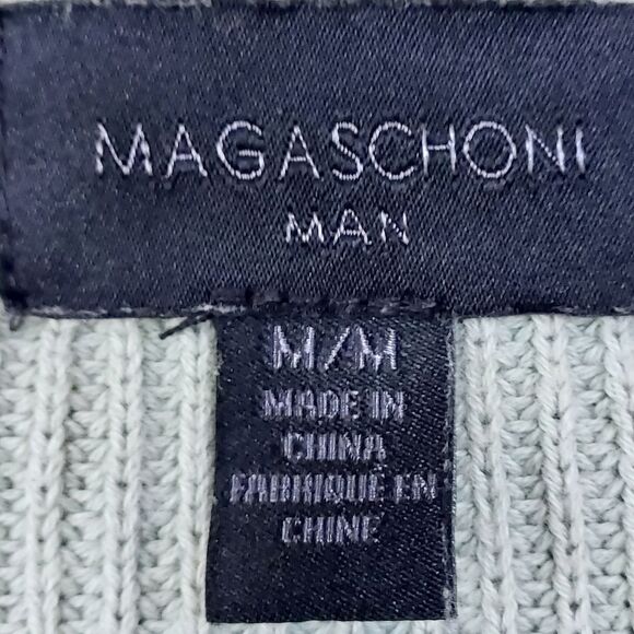 Magaschoni Man Cotton Crewneck Sweater Sage Mint M - Picture 6 of 12